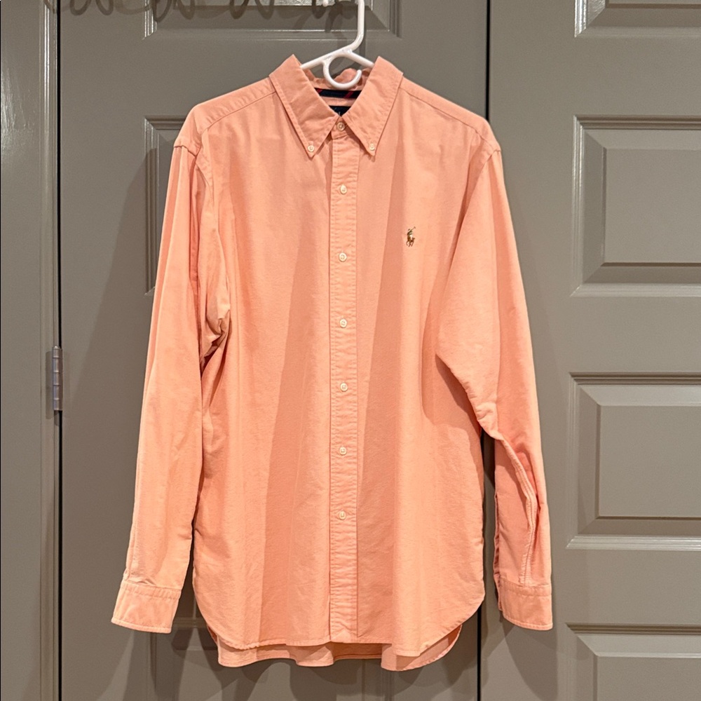 Ralph Lauren Men's Pastel Orange Oxford Button Down Shirt